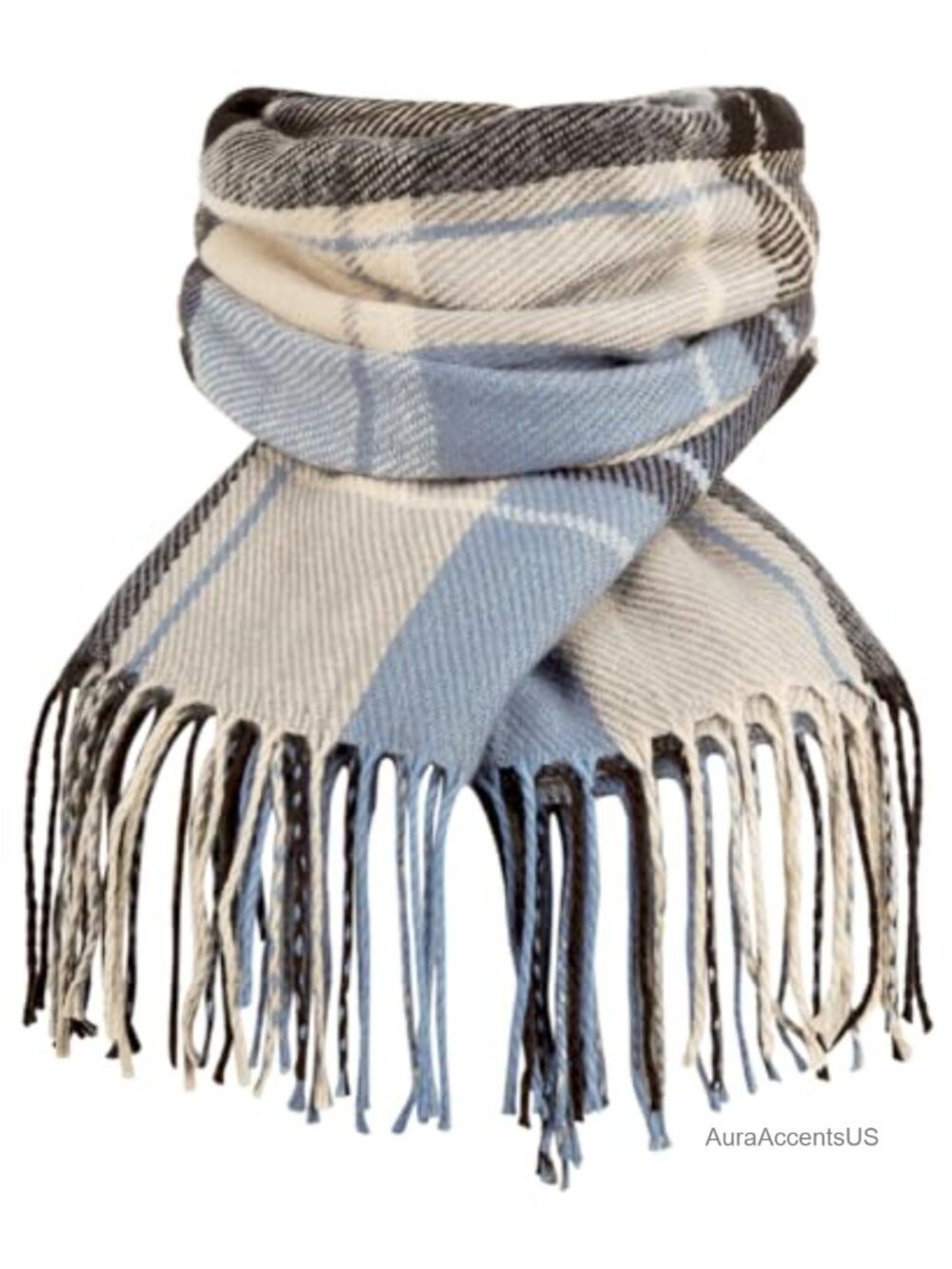Winter Plaid Scarf Wrap Shawl, Oversized Soft Acrylic